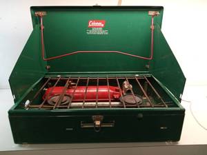 lot 196 image: Vintage 1950s Kitchen Storage Box and Coleman Camping Stove