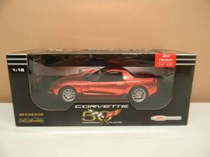 lot 7 image: ERTL 118 SCALE 2003 CORVETTE Z06 RED CHROME - 1 OF 500 - Sequential # License Plate - NEW IN BOX - AWESOME PIECE - SEE PICTURES