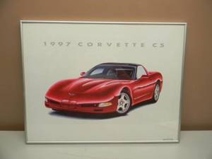 lot 22 image: 1997 CORVETTE C-5 PROFESSIONALLY FRAMED PRINT - NICE PIECE - 200 OF 4000 -  APPROX 26 BY 20 - SEE PICTURES