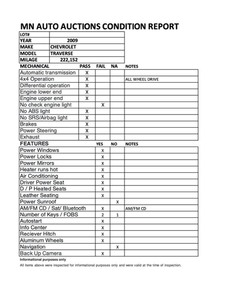 lot 38 image: 2009 Chevrolet Traverse LT AWD - 2 Owners -