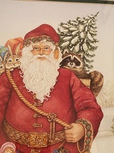 lot 15 image: Vintage Santa Claus Painting (Print) by Nadine Harper