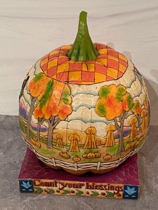 lot 42 image: Jim Shore Decorative Pumpkin Figurine - Count Your Blessings