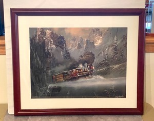 lot 60 image: Vintage Framed (Train Theme) Print by Ted Blaylock