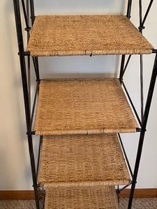 lot 84 image: Nice Decorative Wicker and Metal Shelving Unit