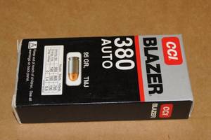 50 CCI Blazer .380 Auto 95 Gr TMJ Ammo
