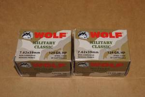 40 Wolf Military Classic 7.62 x 39mm 124 Gr HP Steel Case Ammo