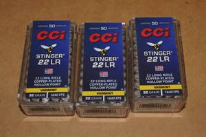 150 CCI Stinger .22 LR 32 Gr HP Ammo