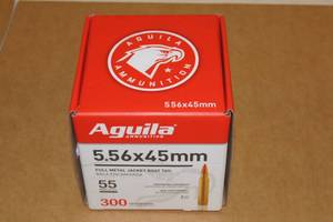 300 Aguila 5.56 x 45mm 55 Gr FMJ Boat Tail Ammo