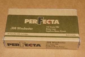 20 Perfecta .308 Win 147 Gr FMJ Brass Case Ammo