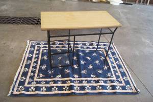 Wood Top Desk and Rug