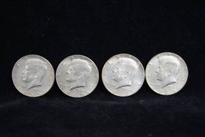 lot 26 image: 4 Kennedy Half Dollar Coins - 40% Silver