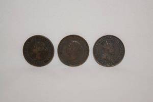lot 33 image: 3 Canada Large Cent Coins