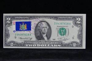 lot 35 image: New York Stamped 1976 First Day of Issue $2 Bill