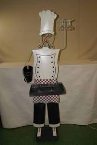 lot 63 image: Large Metal Chef Wine and Glass Holder