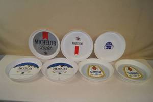 lot 58 image: 7 Plastic Serving Trays - Busch, Michelob, PBR, Natural Light