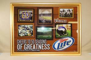 lot 61 image: Huge Miller Lite Framed Minnesota Vikings Sign