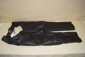 FMC Black Leather Motorcycle Chaps - XS