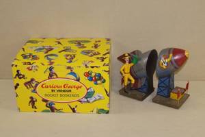 RARE Curious George Rocket Bookends Set - Limited
