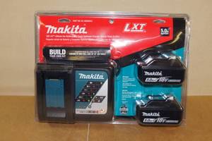 NEW Makita LXT Set - 2 5.0 Ah 18V Batteries, Charger, and Bag