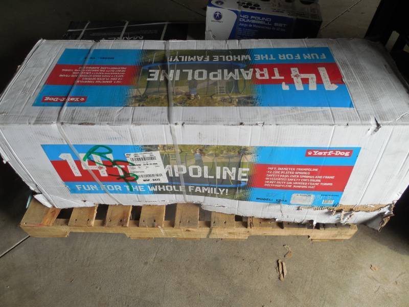 lot 1 image: Coleman Powersports Yerf-Dog 14 Trampoline with Enclosure