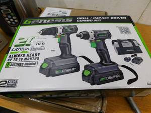 lot 48 image: Genesis 20V Lithium-Ion Cordless Drill and Impact Driver Combo Kit