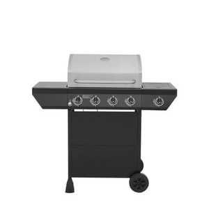 lot 78 image: 4-Burner Propane Gas Grill in Black with Side Burner and Stainless Steel Main Lid by Nexgrill
