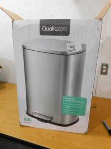 lot 96 image: 13.2-Gallon Stainless Steel Rectangular Step Trash Can