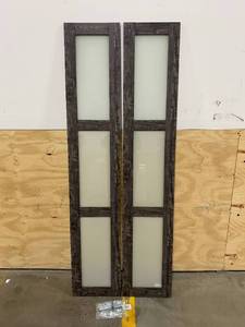 TRUPORTE 30 in. x 80.5 in. 34 Lite Frosted Glass Solid MDF Core Iron Age Finished MDF Bi-fold Door