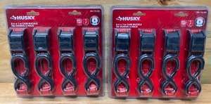 HUSKY Lot of 2-  6 ft. x 1 in. Cam Buckle Tie-Downs 4-Pack