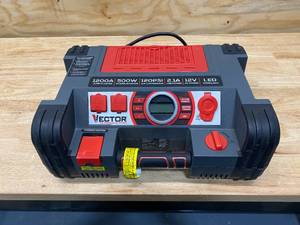 VECTOR 1200 Peak Amp Portable Car Jump StarterPortable Power Station with 120 PSI Compressor and 500 Watt Power Inverter