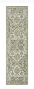 ALLEN  ROTH Brookford 2 x 8 Ivory Soft Green Indoor Medallion Oriental Handcrafted Runner
