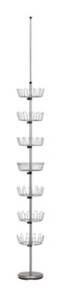 36-Pair Floor to Ceiling Silver Shoe Organizer with 6-Carousels and 1-Basket