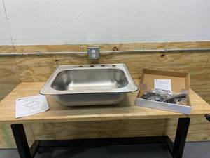 GLACIER BAY All-in-One Drop-In Stainless Steel 25 in. 4-Hole Single Bowl Kitchen Sink