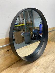 Medium Round Black Hooks Contemporary Mirror (28 in. H x 28 in. W)