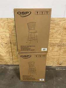 OSP HOME FURNISHINGS Lot of 2-  26 in. Black Bryce Counter Stools with Metal Frame