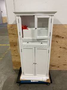 HOME DECORATORS COLLECTION Hampton Harbor 25 in. W x 14 in. D x 52-12 in. H Linen Cabinet with Drawer in White