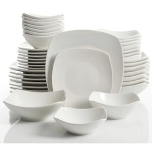 GOURMET EXPRESSIONS Brentwood 40-Piece Modern White Ceramic Dinnerware Set (Service for 8)