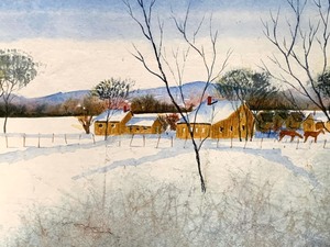 lot 12 image: Framed Watercolor Landscape by D.E Dines- From the Collection of Jack Zipes