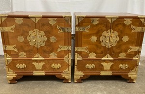lot 51 image: Unique Set of Three Asian Style Chests with Brass Hardware