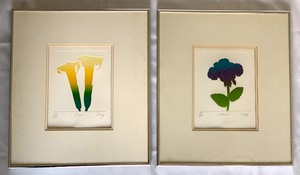 lot 83 image: Set of Two Floral NLE Intaglio Etchings by Cecilia Cecy Davila