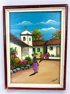 lot 111 image: Three Small Oil Paintings From Central America