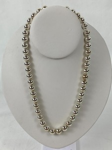 lot 123 image: Tiffany and Co. 18 Sterling Silver Beaded Necklace in Original Pouch and Box