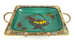 lot 127 image: Brass and Enamel Judaic Footed Serving Dish, Made in Israel