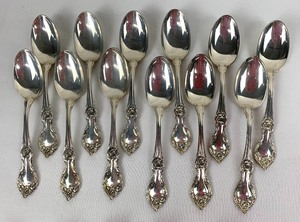 lot 129 image: Lunt Sterling Silver Flatware and Serving Pieces - Alexandra Pattern, Issued 1961 - 62 Total Pieces 118.29oz
