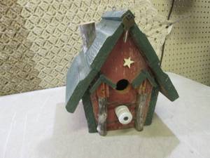 lot 80 image: (CSB) Wood Birdhouse 10 14 Tall...