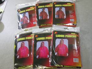 lot 106 image: (F-0) Lot of 6 Rain Ponchos 3 Mens ...