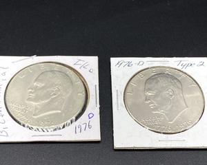 lot 38 image: 2 Eisenhower Silver Dollars Centennial Year 1976
