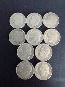 10 90% Silver Roosevelt Dimes