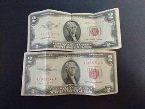 2 1953 Red Seal $2 Notes