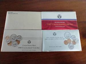 4 U.S. Mint Sets - 1981, 87, 88, 89
